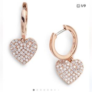 Kate Spade Sparkling Rose Gold Heart Earrings